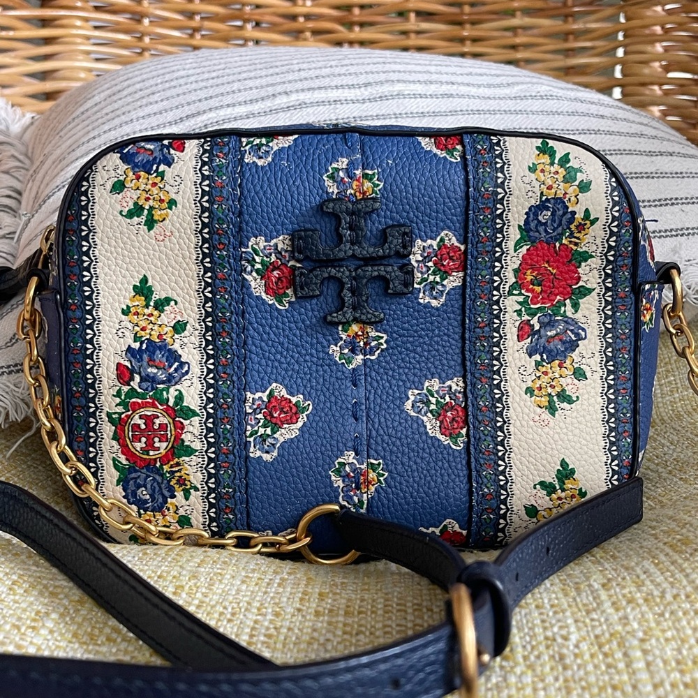 Tory Burch Blue Floral Crossbody Bag